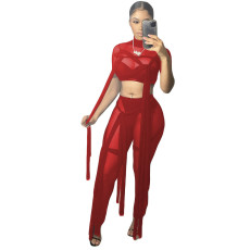 Mesh See Through Bandage Two Piece Pants Set GCNF-0108
