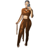 Mesh See Through Bandage Two Piece Pants Set GCNF-0108