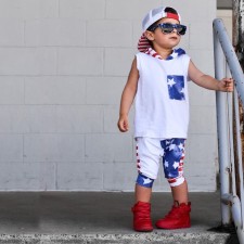 Kids Tie Dye Print Sleeveless Hooded Pants Suit GYMF-132