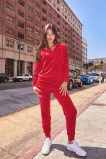 Solid Color Casual Stand Up Two Piece Pants Set YD-8821