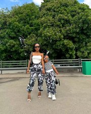 Kids Girls Striped Short Sleeve Graffiti Drawstring Pants Set GYAY-8118
