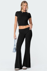 Solid Color Sleeveless Two Piece Pants Set YD-8818
