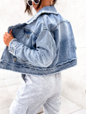 Loose Wash  Raw Edge Denim Coats GYAN-8960