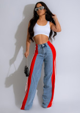 Fashion Loose Stripe Patchwork Jeans GYAN-8001