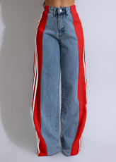 Fashion Loose Stripe Patchwork Jeans GYAN-8001