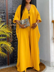 Print V Neck Loose Long Shirt Drawstring Trouser Set GYSL-006