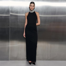 Sleeveless Halterneck Backless Maxi Dress XEF-K24D60694