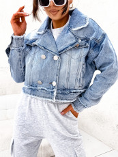 Loose Wash  Raw Edge Denim Coats GYAN-8960