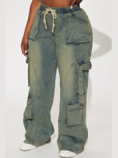 Fashion Loose Washed Wide Leg Jeans GKNF-11039