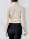Knits Long Sleeve High Collar Bodysuit GZJF-12001