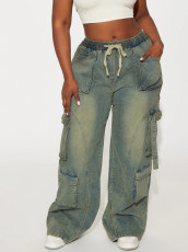 Fashion Loose Washed Wide Leg Jeans GKNF-11039