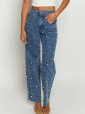 Pearl Washed Straight Jeans GKNF-11036