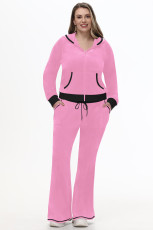 Casual Zipper Hooded Long Sleeve Pants 2 Piece Set YD-047