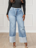 Fashion Solid Color Wash Loose Jeans OD-6829