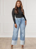 Fashion Solid Color Wash Loose Jeans OD-6829