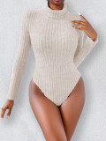 Knits Long Sleeve High Collar Bodysuit GZJF-12001