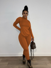 Solid Color Slim Long Sleeve Pants 2 Piece Set ANDF-1008