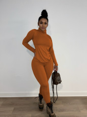Solid Color Slim Long Sleeve Pants 2 Piece Set ANDF-1008