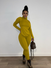 Solid Color Slim Long Sleeve Pants 2 Piece Set ANDF-1008