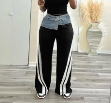 Denim Patchwork Loose Straight Pants LSD-2334