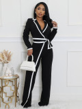 Color Block Patchwork Bele Jumpsuit HNIF-3249