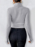 Knits Long Sleeve High Collar Bodysuit GZJF-12001