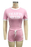 Print Tight Short Sleeve Shorts 2 Piece Set GFCF-1319