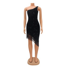 Sequin Tassel Irregular Midi Dress GOSD-6936