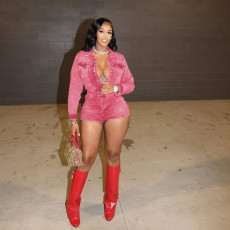 Long Sleeve Lapel Romper MEM-88622