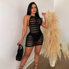 Solid Color Sexy Knits Backless Club Dress GKLE-5760