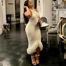 Sexy Halterneck Backless Knits Midi Dress XEF-W24D61297