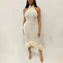 Sexy Halterneck Backless Knits Midi Dress XEF-W24D61297