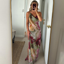 Print Backless Halterneck Split Maxi Dress XEF-K24D57158