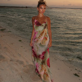 Print Backless Halterneck Split Maxi Dress XEF-K24D57158