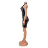 Sleeveless Hot Drill Slim Mini Dress GOSD-6719