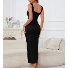 Solid Color Hollow Out Split Maxi Dress YMYF-9316