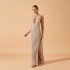 Sexy Knit Swimsuit Cover-up Beach Dress GKLE-9206