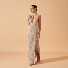 Sexy Knit Swimsuit Cover-up Beach Dress GKLE-9206