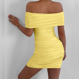 One Shoudler Wrap Chest Bodycon Dress YMYF-9346