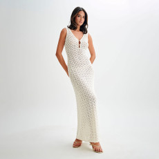 Sleeveless Hollow Out Knits Maxi Dress GKLE-5949
