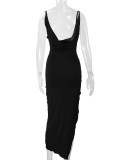 V Neck Backless Split Sling Maxi Dress YMYF-8859