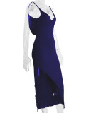 V Neck Backless Split Sling Maxi Dress YMYF-8859
