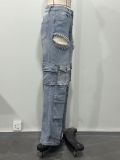 Fashion Washed Hot Drill Hollow Out Jeans OD-8715