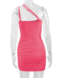 Solid Color Sexy Pleated Sling Mini Dress YMYF-0863