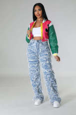 High-waisted Holes Tassel Loose Jeans YRST-R085