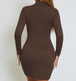 Long Sleeve Hollow Out Mini Dress YMYF-9228