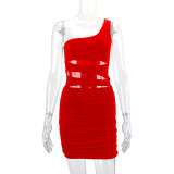 Single Shoulder Hollow Out Sexy Mini Dress YMYF-9257