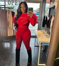 Long Sleeve Hollow Out Two Piece Pants Set YUEM-2025203