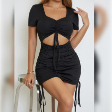 Hollow Out Short Sleeve Bandage Dress YMYF-9225