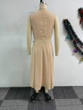 Plus Size Sleeveless Button Slim Long Dress NY-10993 